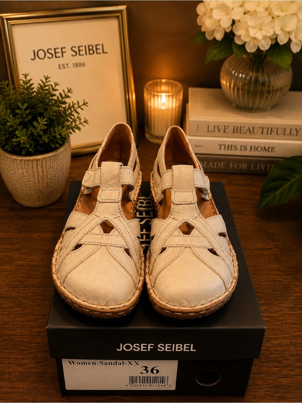 Josef Seibel Beige/Tan Leather Closed-Toe Casual Flats